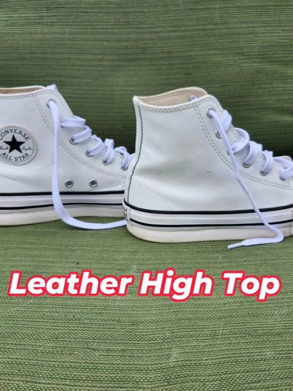 Converse Chuck Taylor All Star Youth Sz 3 White Leather High Top platform sneake